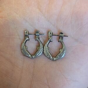 Vintage Dolphin Hoop Earrings - Women's Silver Tone Design